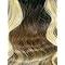 Ombre human hair wig with dark roots fading to blonde waves, natural styling ready