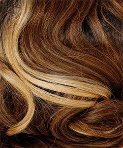 Luxury human hair wig with natural brown and blonde waves for effortless styling