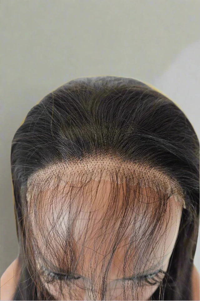 Natural-looking human hair wig with lace front and realistic hairline for seamless styling