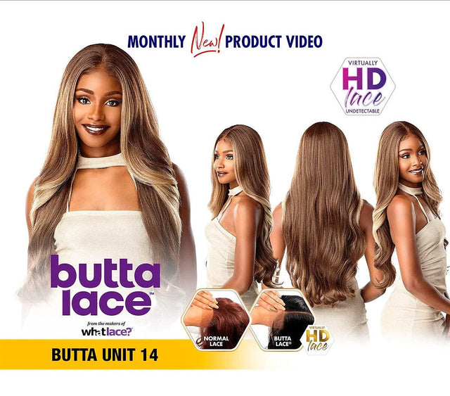 Butta Lace HD lace wig in Unit 14, showcasing natural waves and undetectable front from multiple angles