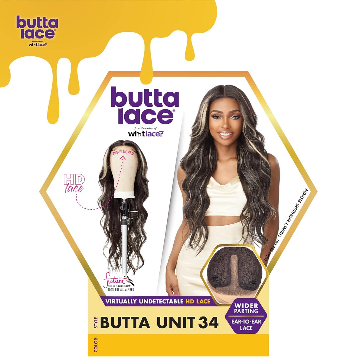 Veradolls: Sensationnel Butta Lace Wig Unit 34 - Extra Wide 5" Deep Parting, Pre-Plucked Glueless