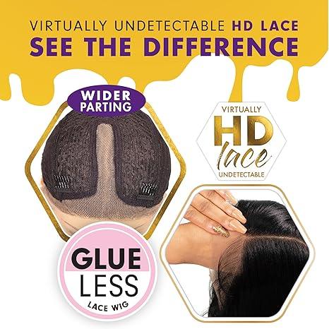 Glueless HD lace wig with wider parting, virtually undetectable for natural styling