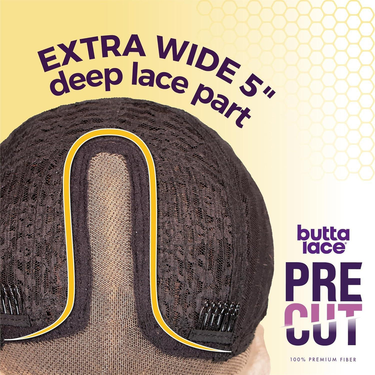 Extra wide 5-inch deep lace part wig cap with pre-cut butta lace, premium fiber construction
