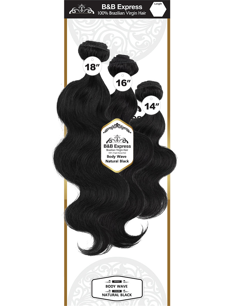 B&B Express Body Wave - Natural Black Hair - Lengths 10" to 24"