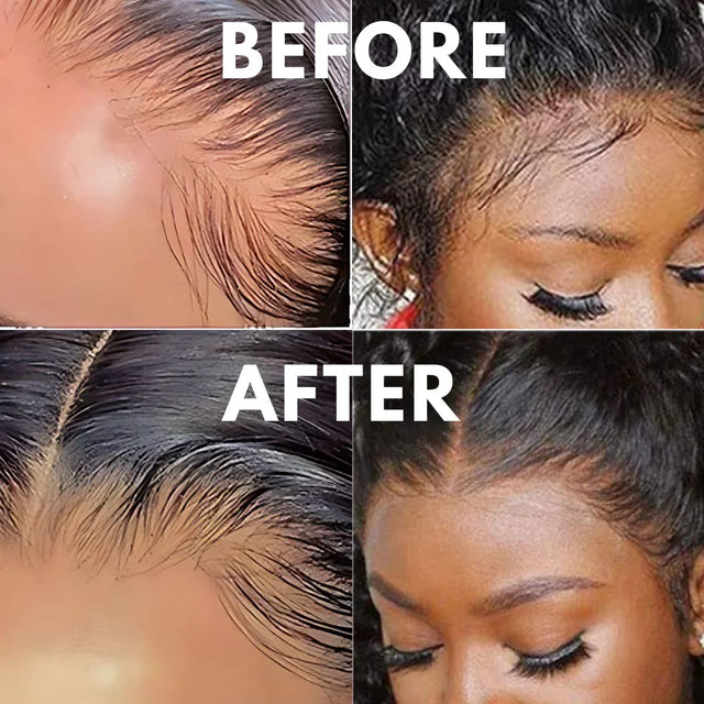 Before and after human hair wig transformation with natural-looking lace front and baby hairs
