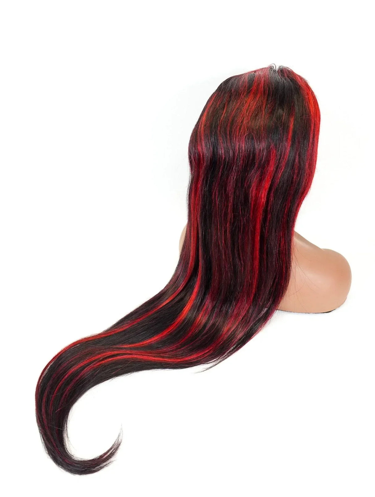 Straight 15A Transparent 13x4 Full Frontal 180 Density Black/Red