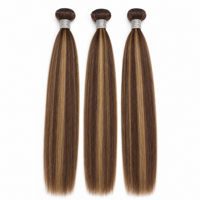 Highlight 4/27/30 Straight Three Hair Bundle | 100% Natural Virgin Human Hair