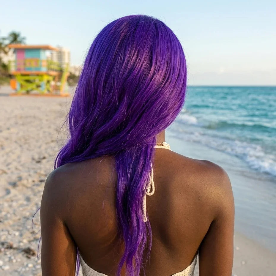 Straight 15A Transparent 13x4 Full Frontal 180 Density Purple