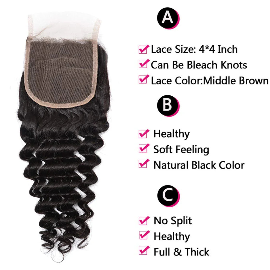 Vera Dolls 180% Density | 4x4 Deep Wave Closure HD Lace Undetectable | Long Closure 100% Human Hair - Premium 4x4 Closure from VeraDolls - Just $39.99! Shop now at VeraDolls