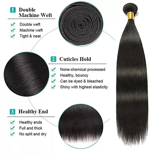 Straight 12A Bundles Set: 100% Natural Human Virgin Hair - Premium from Vera Dolls - Just $95! Shop now at VeraDolls