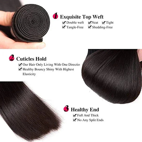 Straight 12A Bundles Set: 100% Natural Human Virgin Hair - Premium from Vera Dolls - Just $95! Shop now at VeraDolls