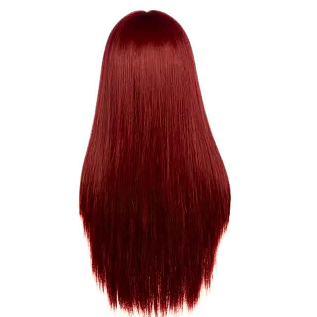 Rich burgundy human hair wig with sleek, straight cut for natural styling