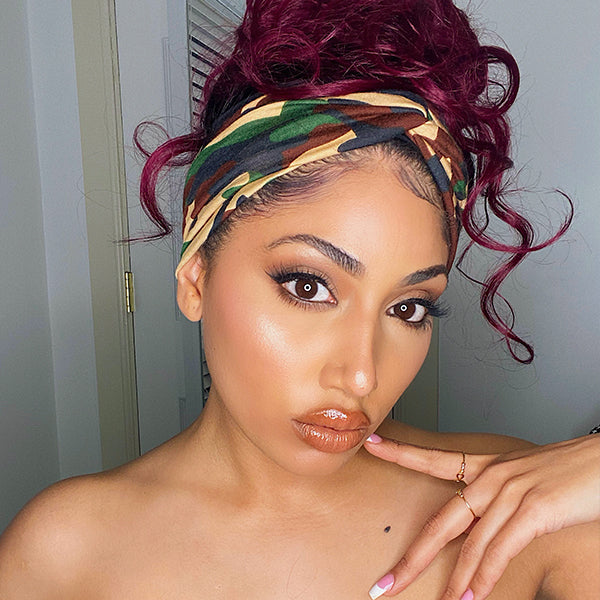 Put On & Go Glueless Sugar Plum Dark Root Headband Wig 100% Human Hair