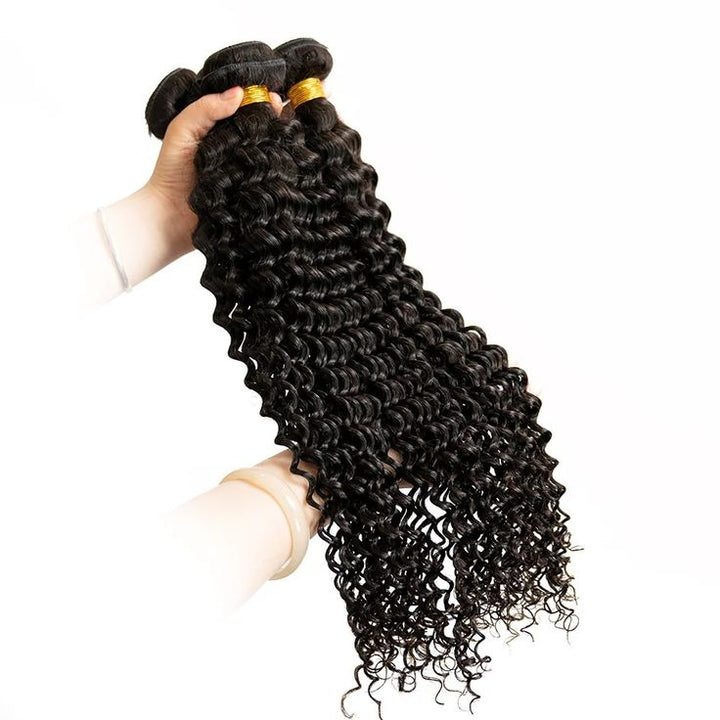 Deep Wave Bundle Set: Natural Human Hair for Full-Looking Glamour with Soft Premium Hair - Premium  from Vera Dolls - Just $95! Shop now at VeraDolls