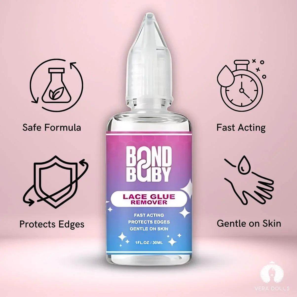 Bond Baby Lace Glue Remover – fast acting, gentle on skin, protects edges, safe formula for wigs