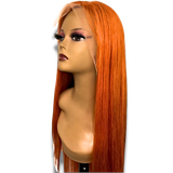 13x4 Burnt Orange Straight Wig | Human Hair Lace Front | Star Dust Collection