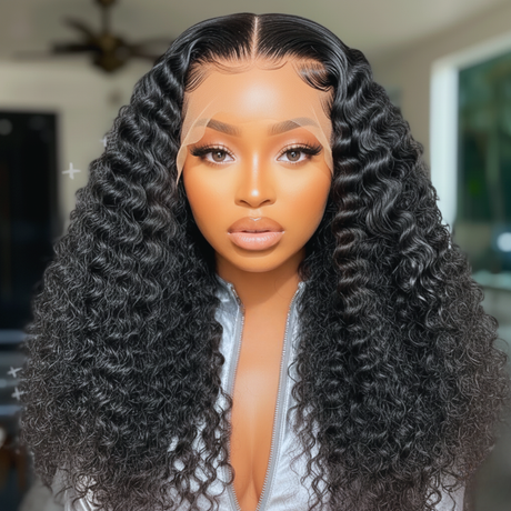 15A Natural Black 13x6 HD Lace Frontal Wig Human Hair Bohemian 180% Density 18"-40"