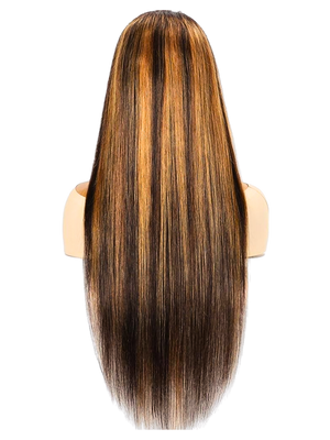 Vera Dolls 180% Density | 13x4 Highlight Straight Frontal HD Lace Wig                                            Glueless Free Part Long Wig 100% Human Hair