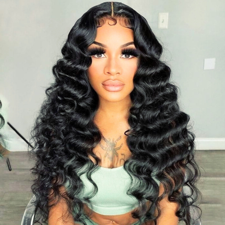 15A Natural Black 13x6 HD Lace Frontal Wig Human Hair Loose Deep Wave 180% Density 18"-40"
