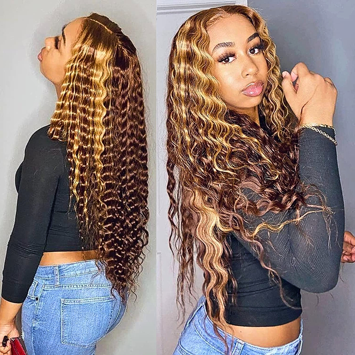 15A Grade Natural Highlight Deep Wave 13x4 Ear to Ear Glueless HD Lace Wig | 100% Human Hair 180% Density