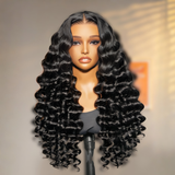 15A Natural Black 13x6 HD Lace Frontal Wig Human Hair Body Wave 180% Density 18"-40"
