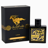 Qaed Al Fursan by Lattafa Perfumes – Bold Fruity & Sweet Woody Fragrance (Black Box, 3.04 Oz)