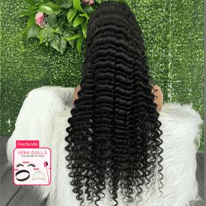 Vera Dolls 180% Density | 13x4 Deep Wave Frontal HD Lace Wig Glueless Free Part Long Wig 100% Human Hair