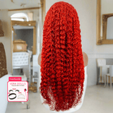 15A Fire Red Bohemian Curly 13x4 HD Super Natural Hairline Lace Wig | 100% Human Hair 180% Density