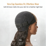 Vera Cap on a mannequin head with text highlighting features