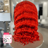 15A Fire Red Deep Wave Bob 13x4 HD Super Natural Hairline Lace Wig | 100% Human Hair 180% Density