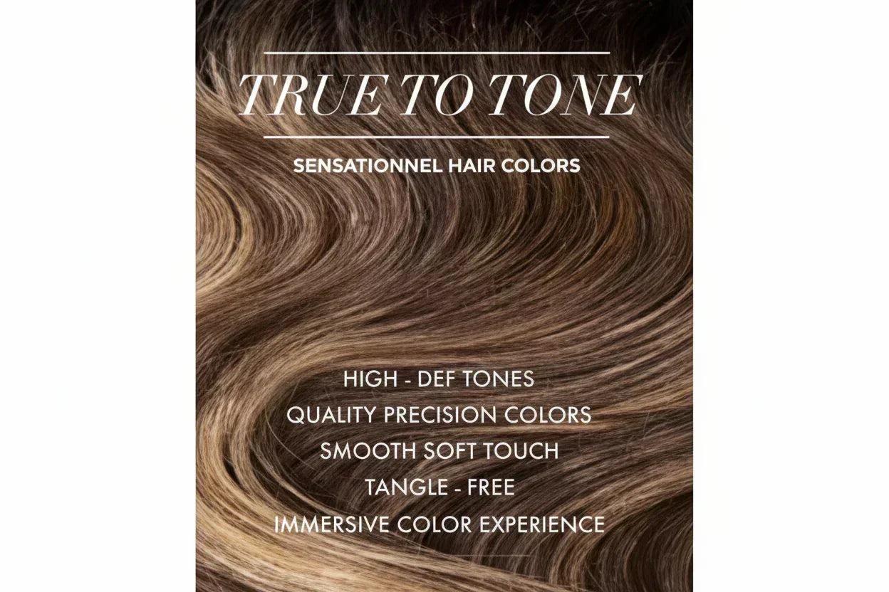 True to Tone human hair wig with sensational multi-tonal brown shades, smooth soft texture, tangle-free styling