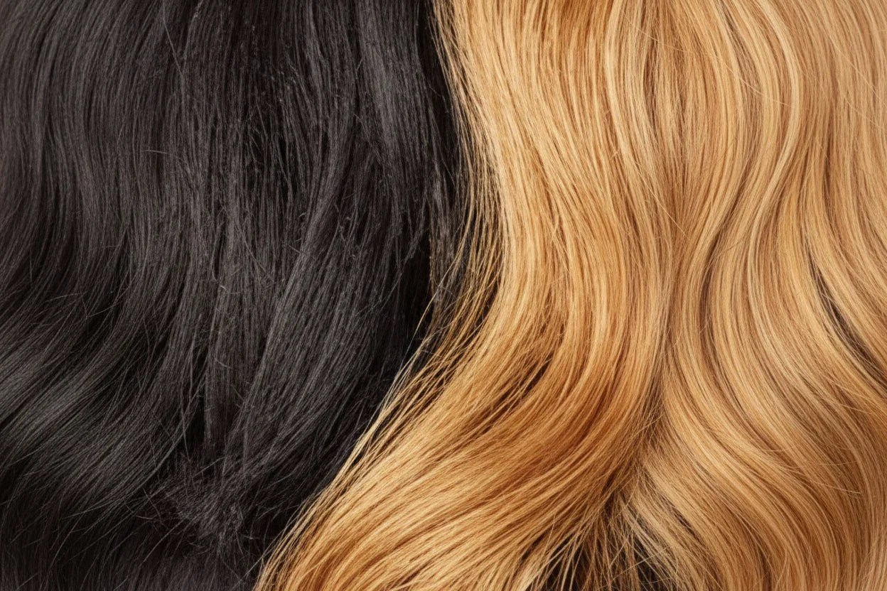 Black and blonde human hair wigs with natural waves, premium quality for styling