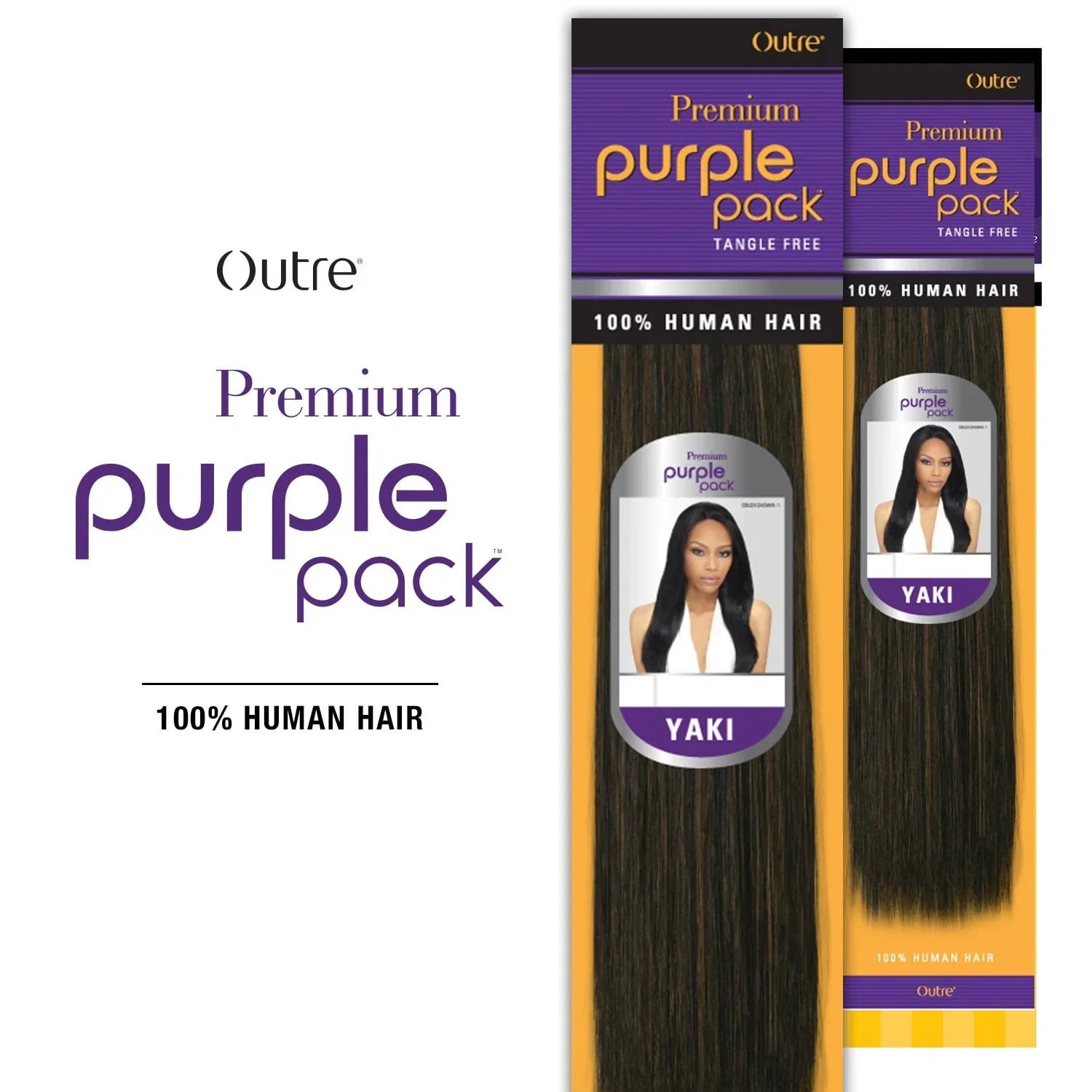 Outre Premium Purple Pack 100% human hair extensions, Yaki straight style, tangle-free bundles