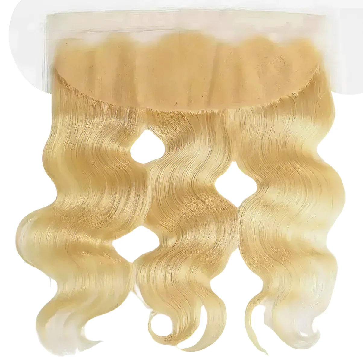 Blonde body wave human hair lace frontal with natural-looking density and soft curls