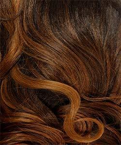Luxury human hair wig with rich brown ombre waves for natural styling