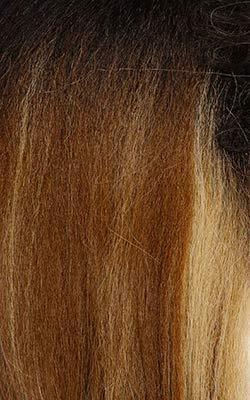 Smooth human hair wig with natural ombre highlights, soft texture and seamless blend