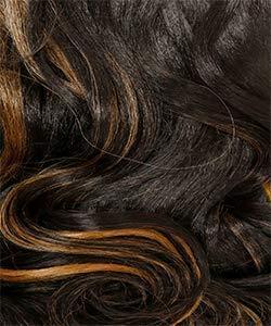 Luxury human hair wig with natural waves and caramel highlights for effortless styling