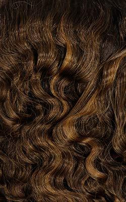 Rich brown human hair wig with natural loose waves, perfect for styling and volume