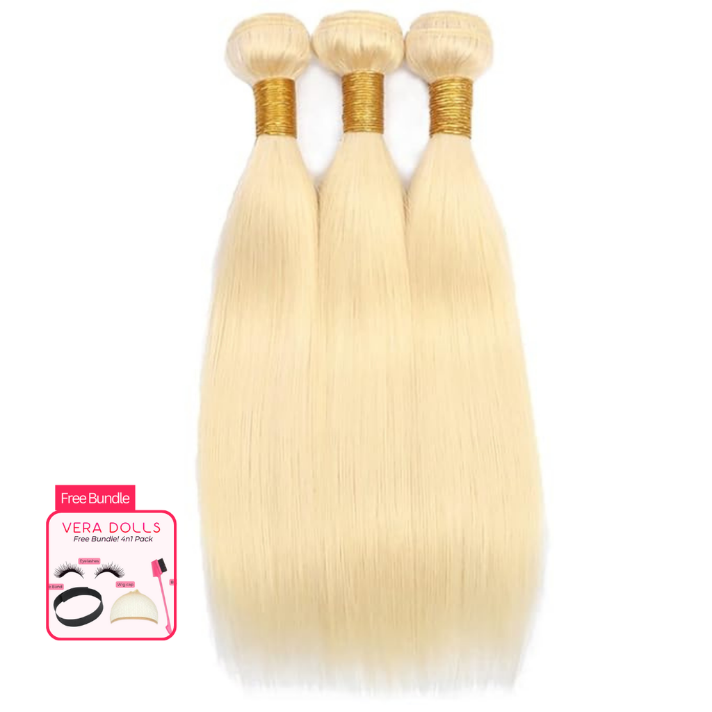 12A 613 Blonde Silky Straight Bundles Set | 100% Virgin Human Hair | Can Be Dyed