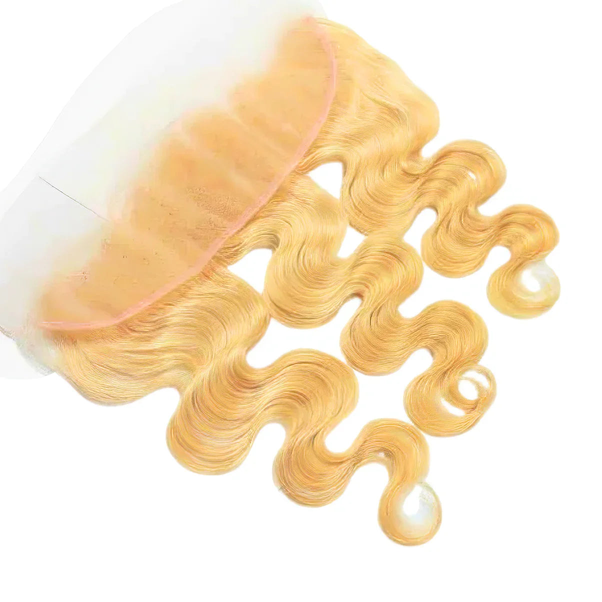 Blonde body wave human hair lace front closure with natural-looking waves and transparent lace base