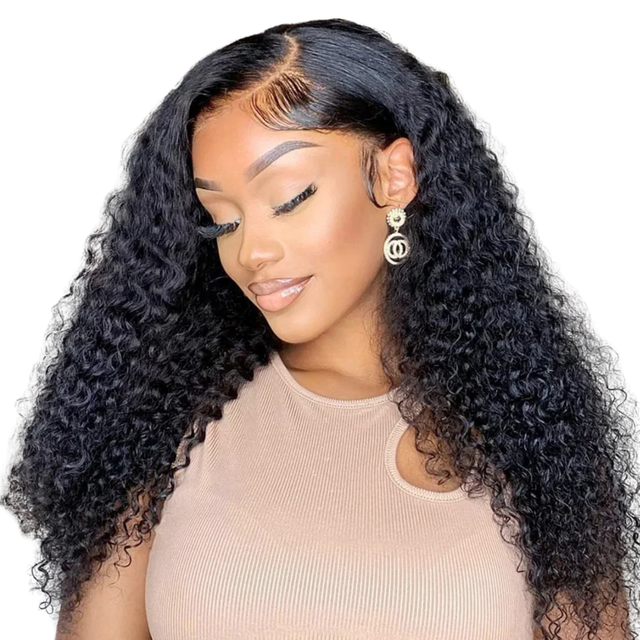 Natural-looking human hair wig with deep curls and lace front for seamless styling