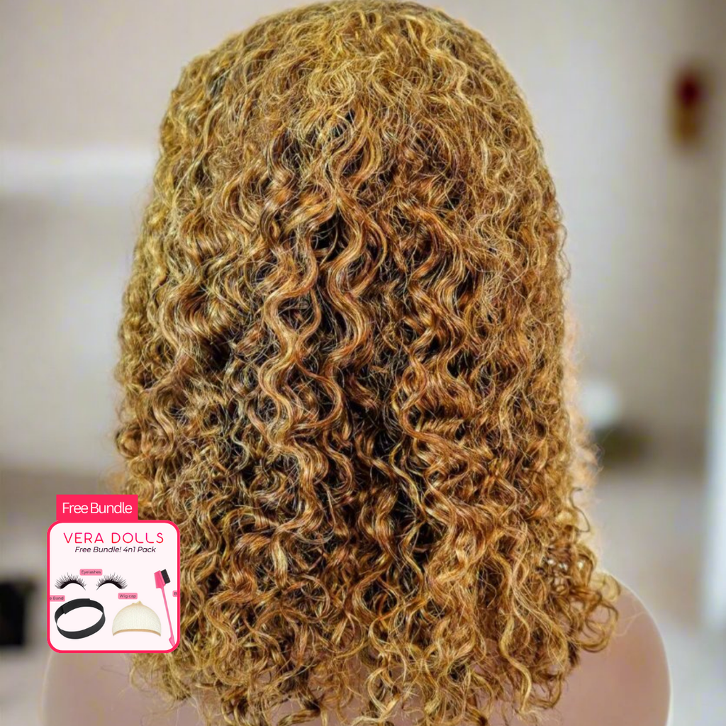 15A Grade Natural Highlight Bohemian Curly Bob 13x4 Ear to Ear Glueless HD Lace Wig | 100% Human Hair 180% Density