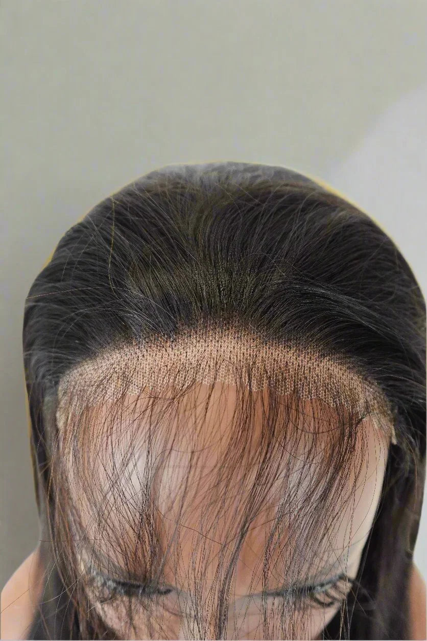 Natural-looking human hair wig with lace front and realistic hairline for seamless styling
