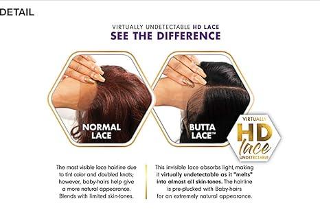 HD lace vs normal lace wig comparison showing natural hairline blend with baby hairs
