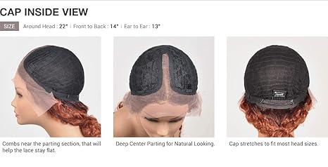 Inside view of wig cap with deep center parting, stretchable fit, and combs for secure lace placement