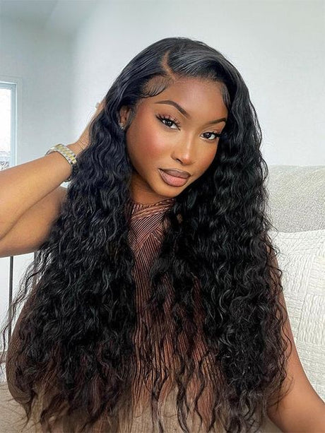 Vera Dolls 180% Density | 13x4 Water Wave Frontal HD Lace Wig                                            Glueless Free Part Long Wig 100% Human Hair - Premium  from Vera Dolls - Just $149.99! Shop now at VeraDolls