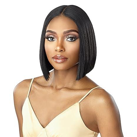 Natural straight bob wig with sleek finish, perfect for everyday styling and effortless elegance
