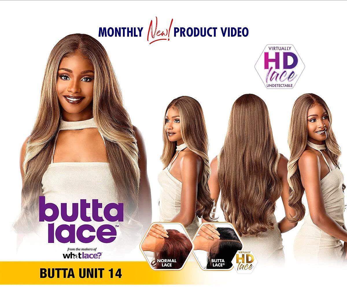 Butta Lace HD lace wig in Unit 14, showcasing natural waves and undetectable front from multiple angles