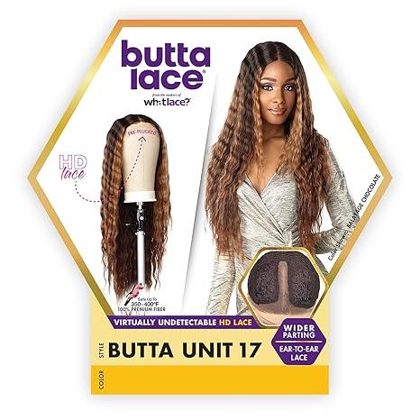 Butta Lace HD Lace Wig Unit 17 with wide ear-to-ear lace, natural wavy human hair styling