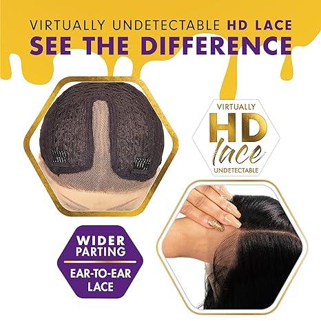 Virtually undetectable HD lace wig with wider ear-to-ear parting for natural styling